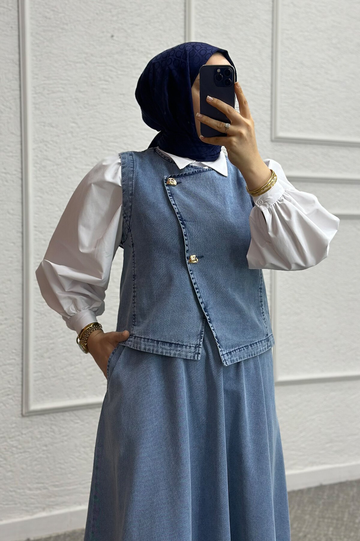 Açık Mavi Esil Etekli Takım