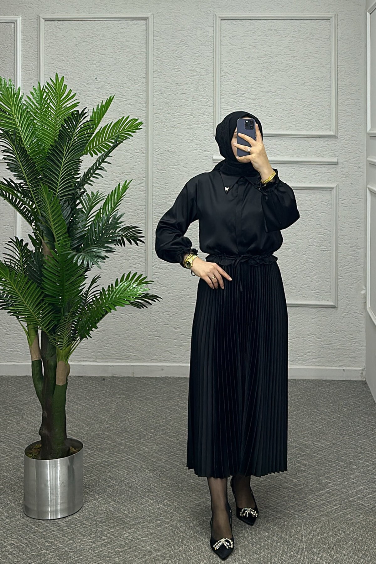 Aren Siyah Saten Takım