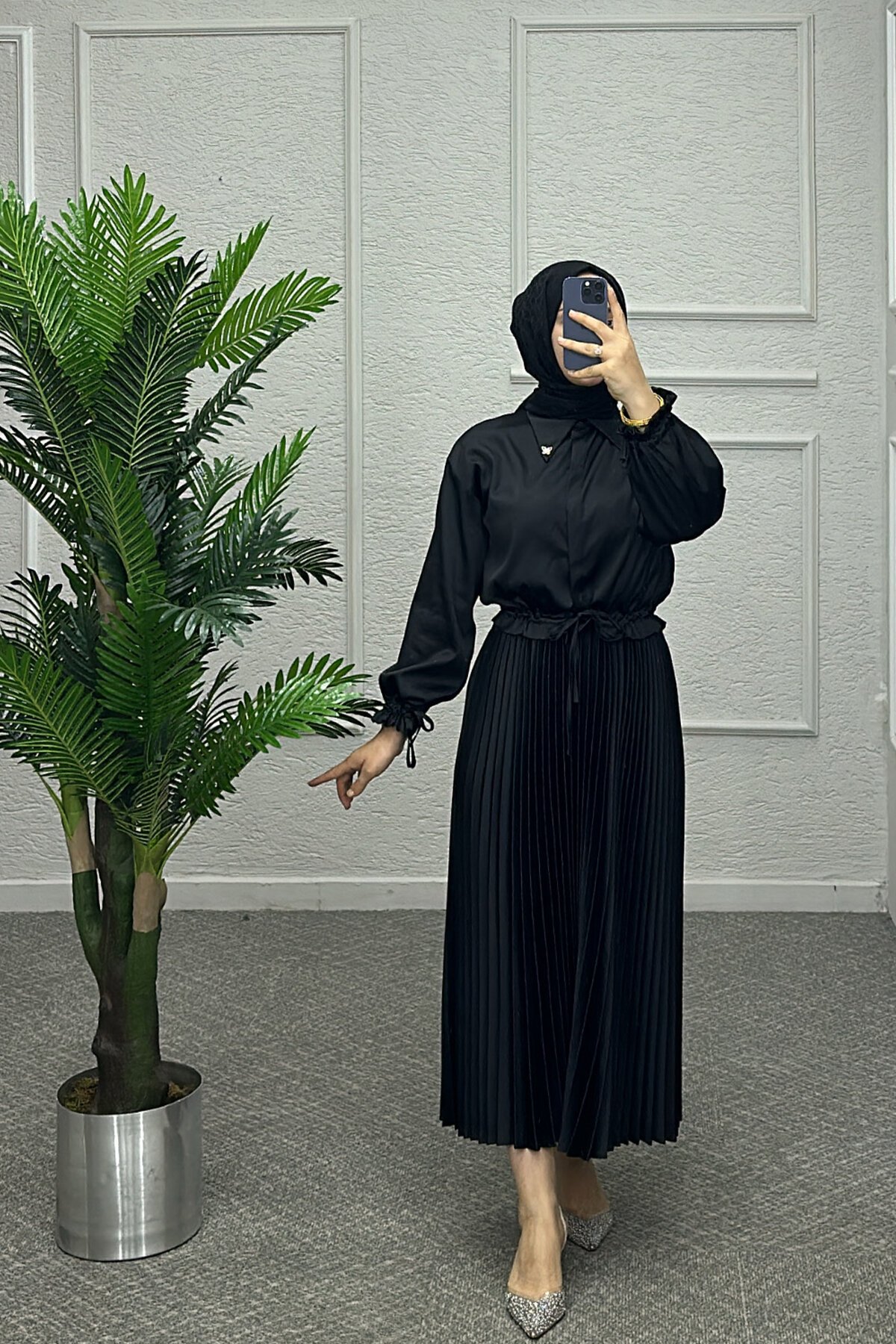 Aren Siyah Saten Takım