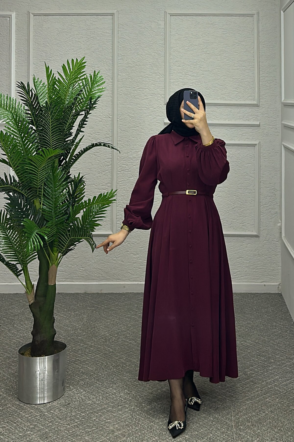 Bordo Çalıkuşu Elbise