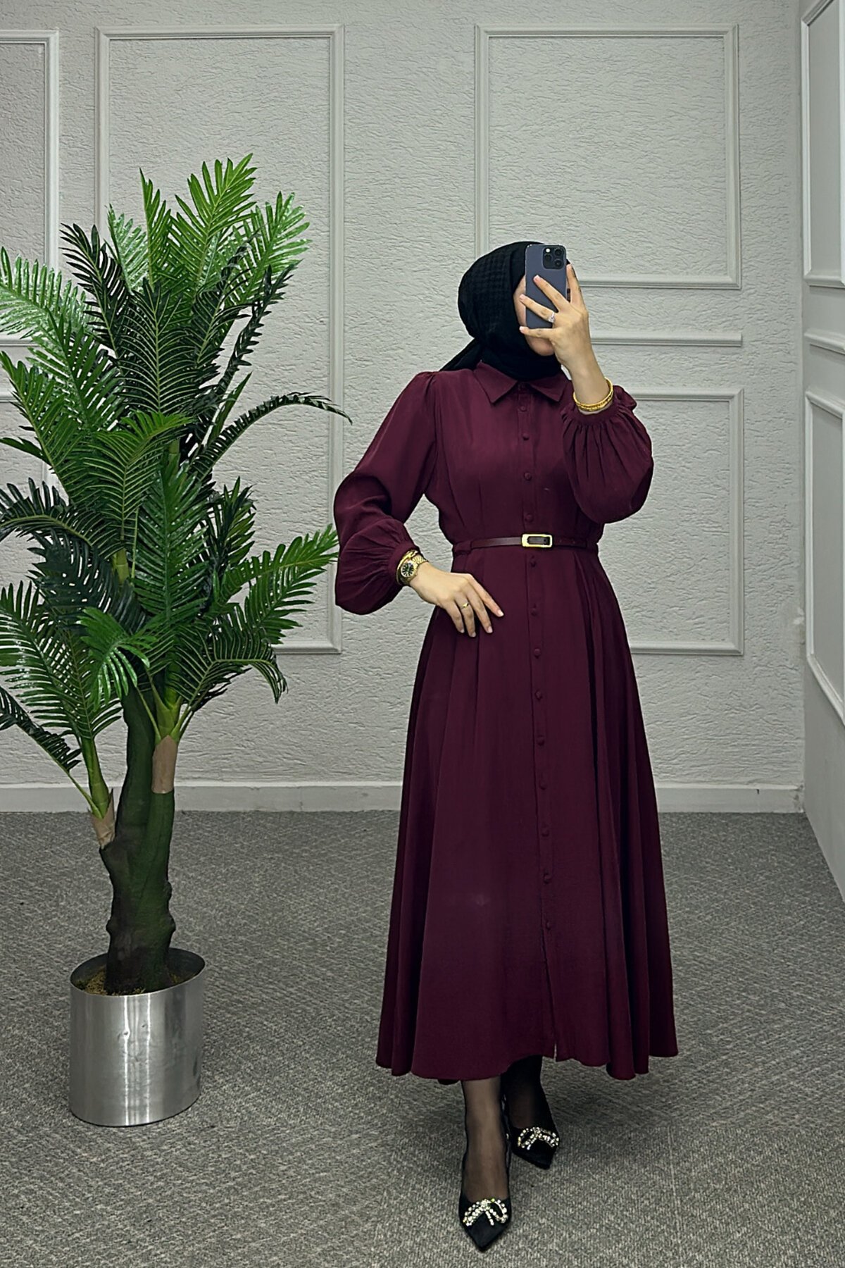 Bordo Çalıkuşu Elbise