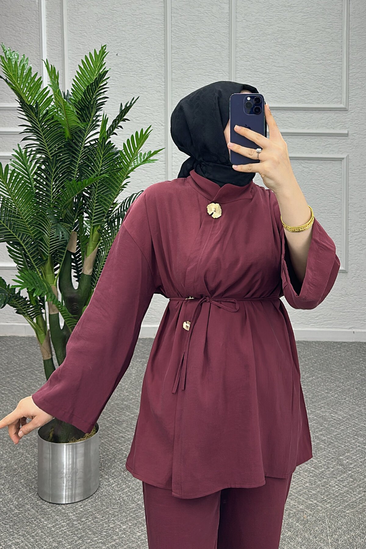 Eliz Bordo Pantolonlu Takım