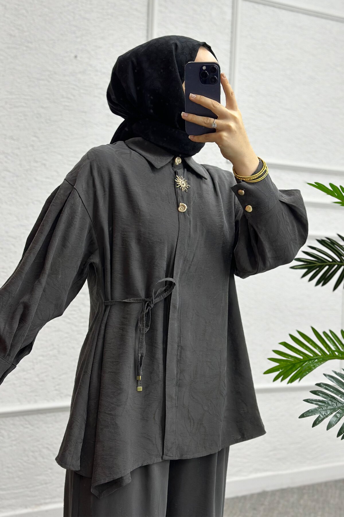 Antrasit İnem Pantolonlu Takım