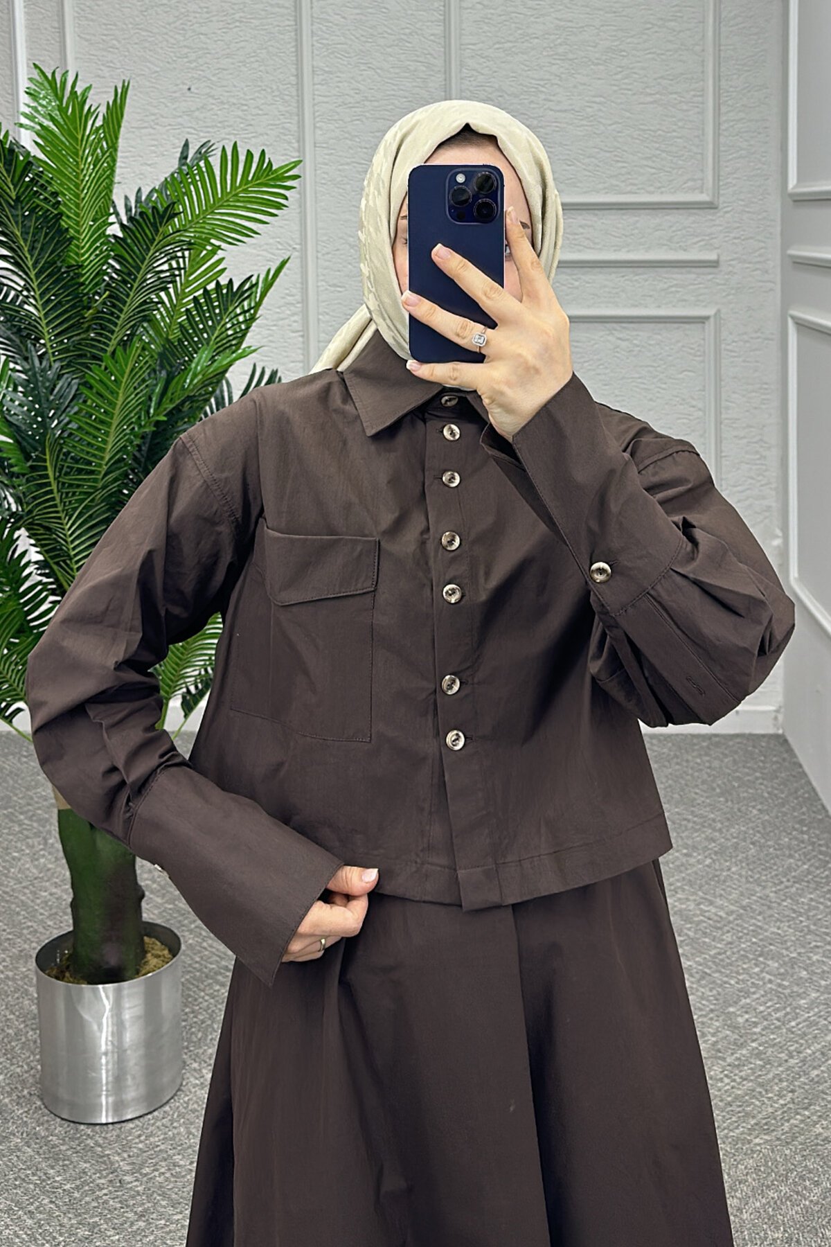 Kahve Dina Etekli Takım