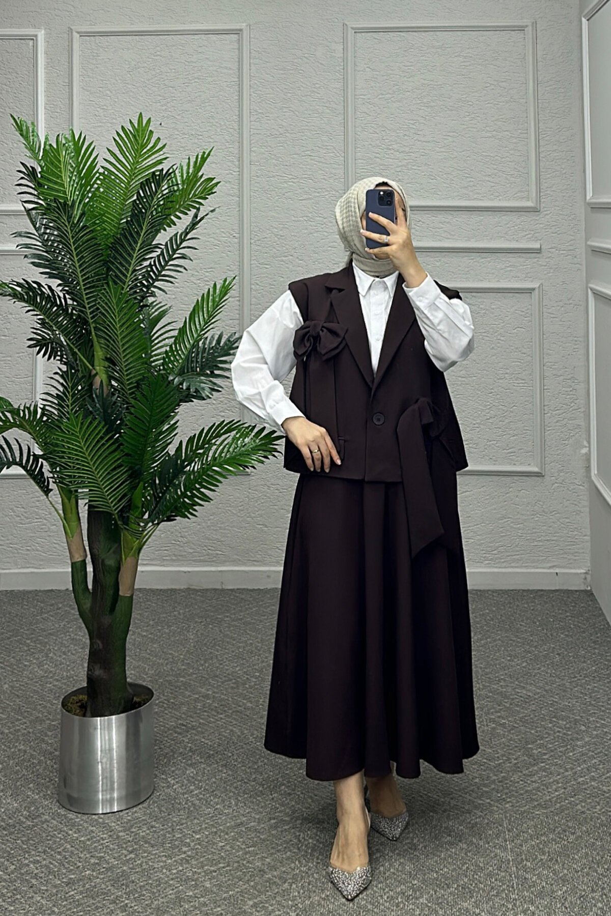 Kahve Fiyonk Etekli Takım