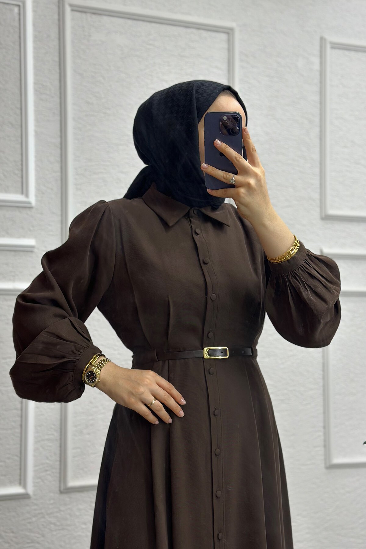 Kahve Rengi Çalıkuşu Elbise