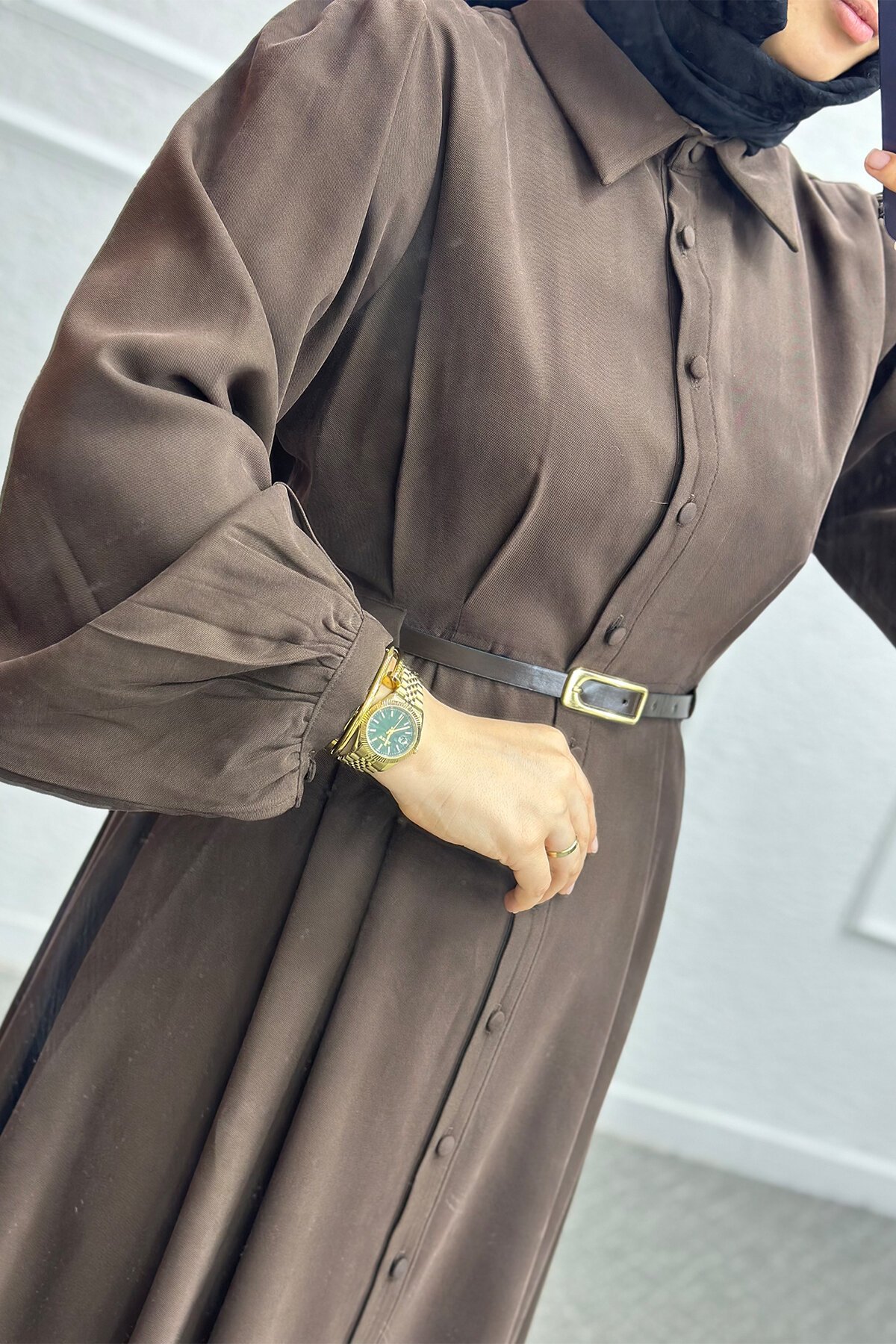 Kahve Rengi Çalıkuşu Elbise