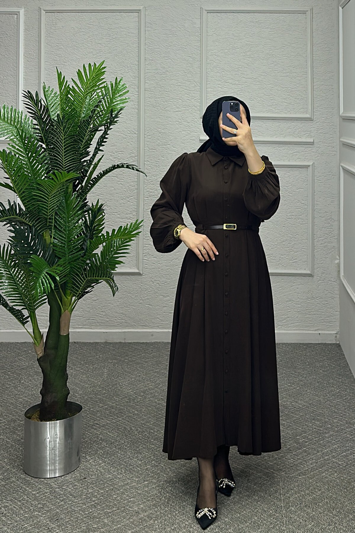 Kahve Rengi Çalıkuşu Elbise