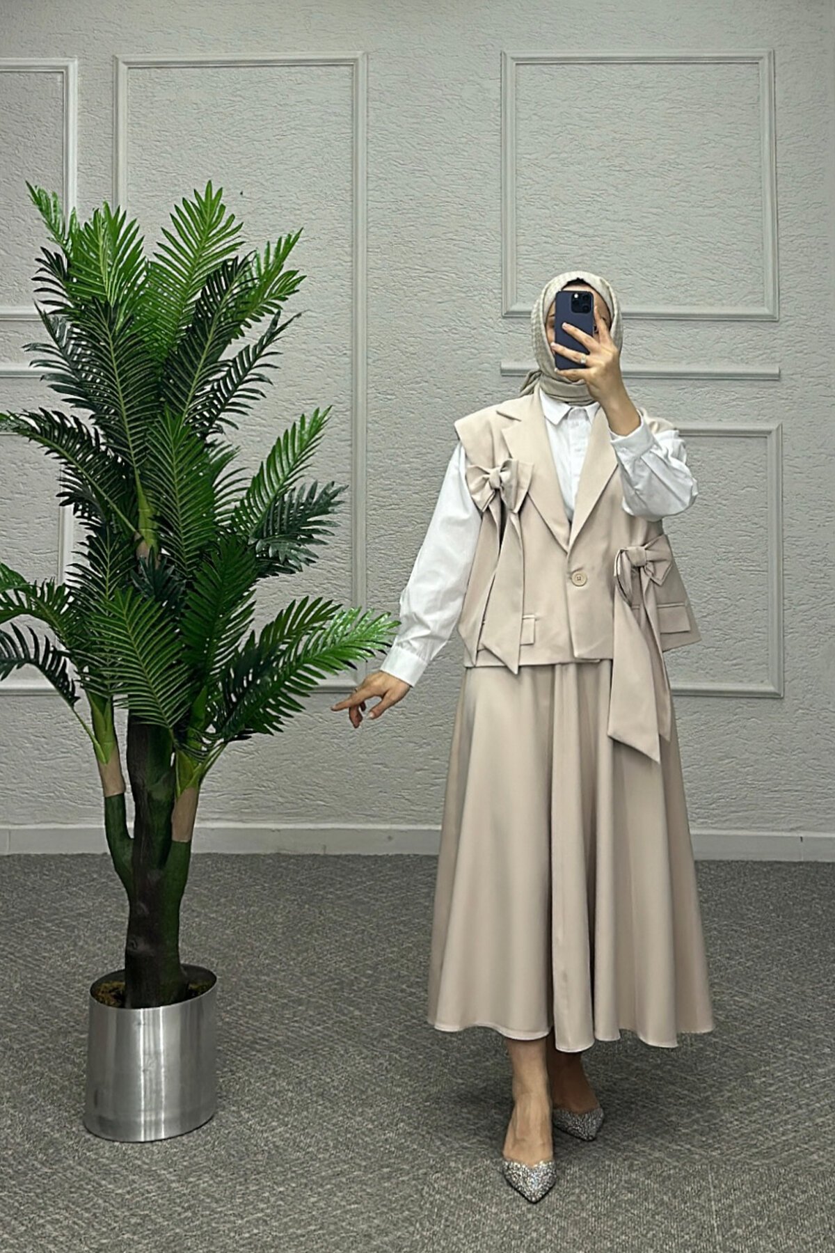 Krem Fiyonk Etekli Takım