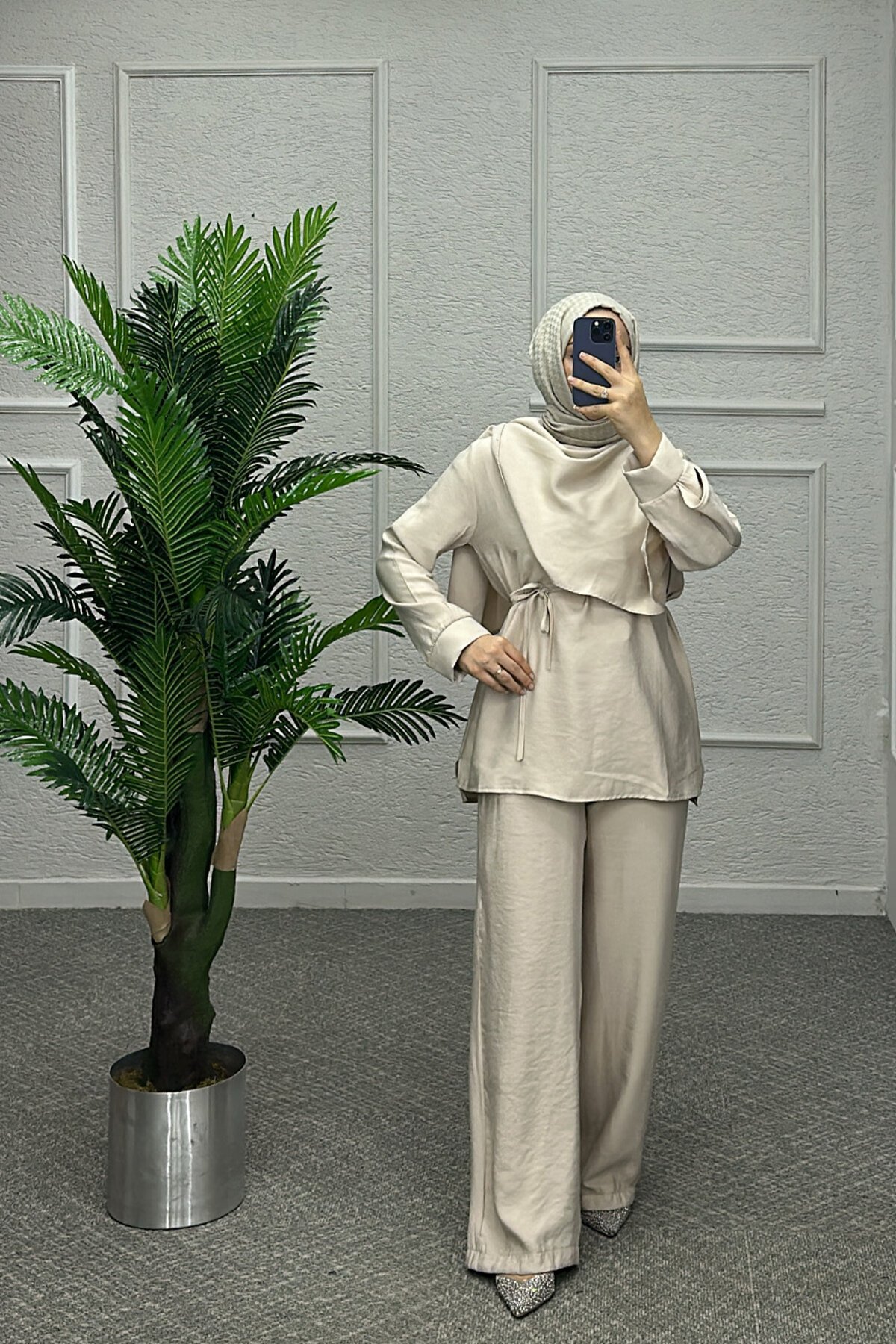 Krem Jase Pantolonlu Takıjm