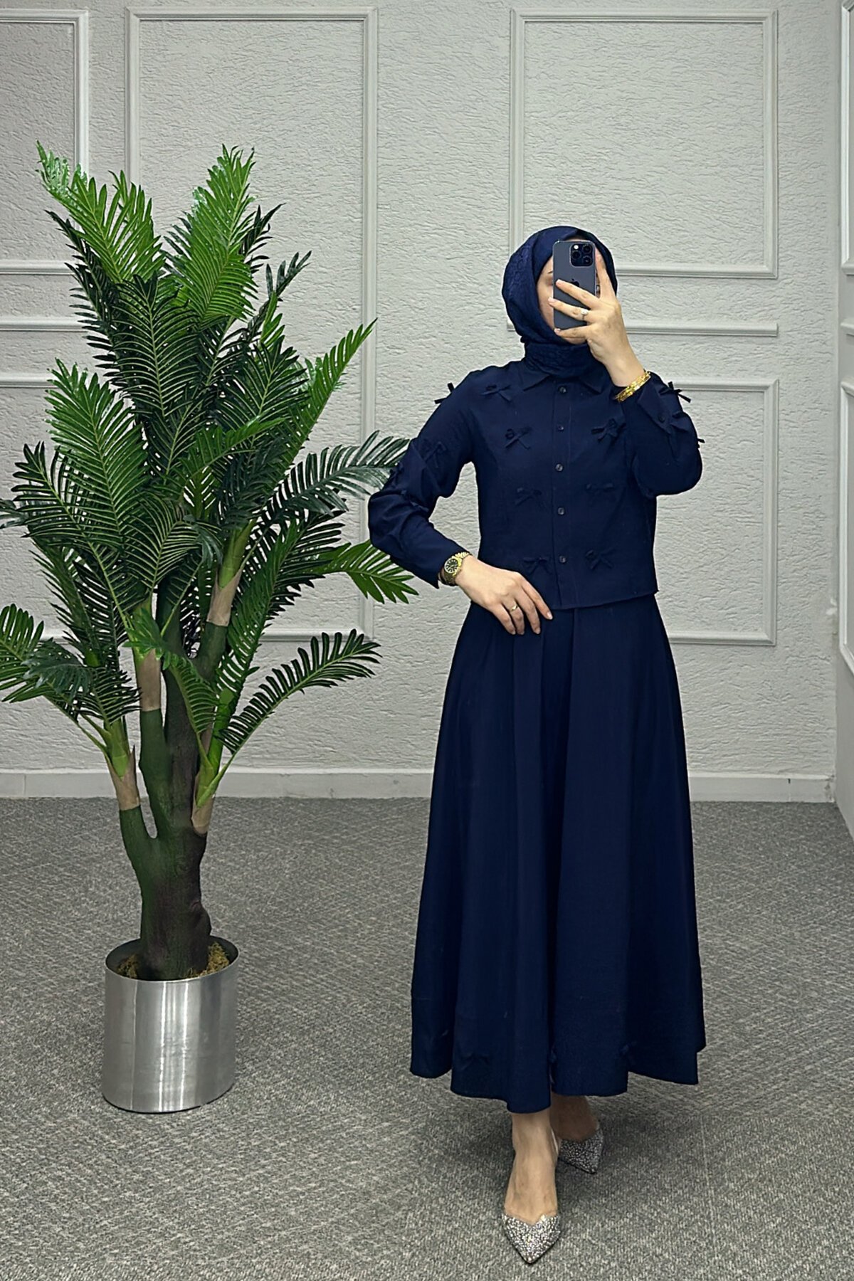 Lacivert Hane Etekli Takım