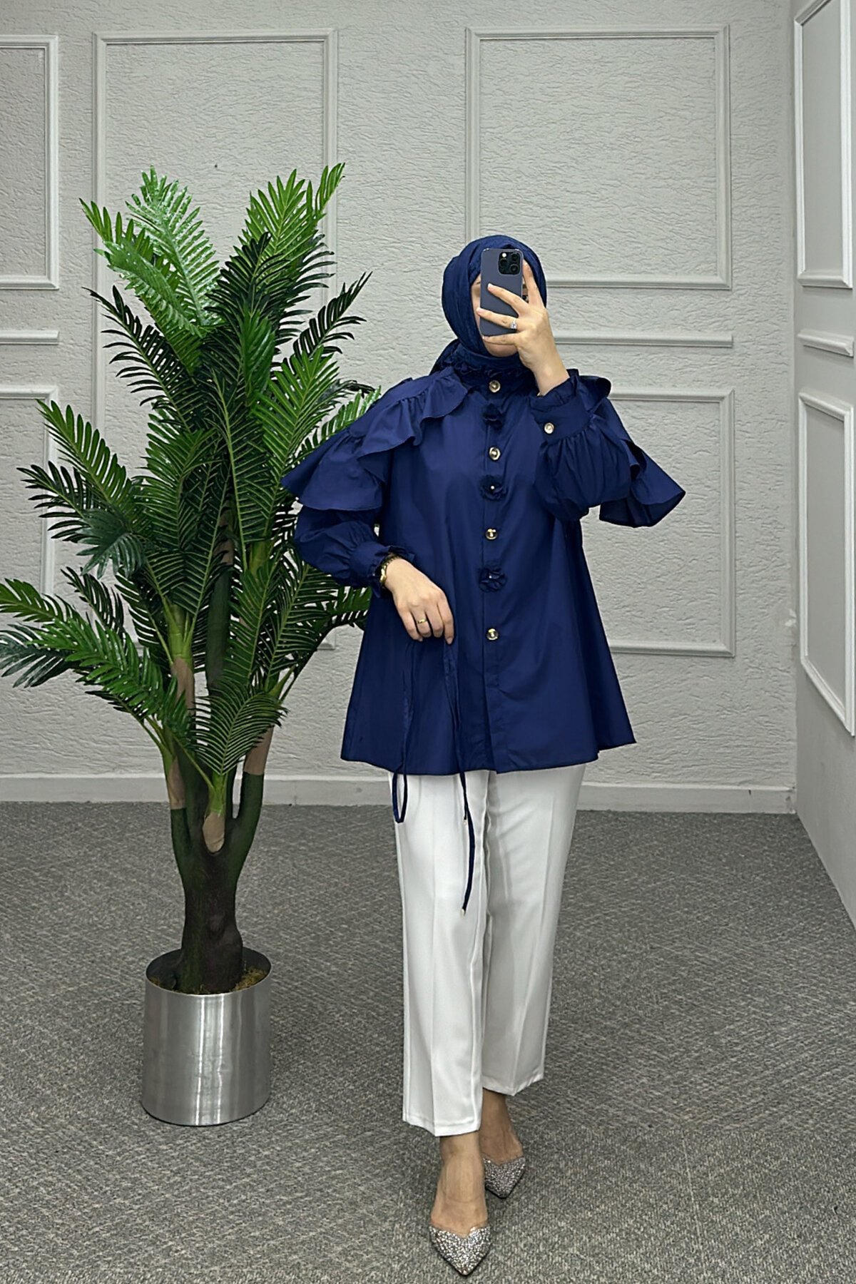 Lacivert Mina Gömlek