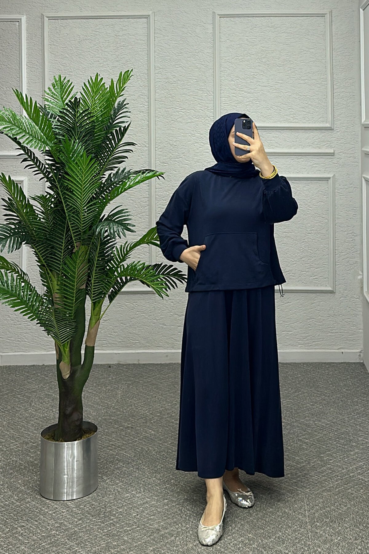 Lacivert Mısra Etekli Takım