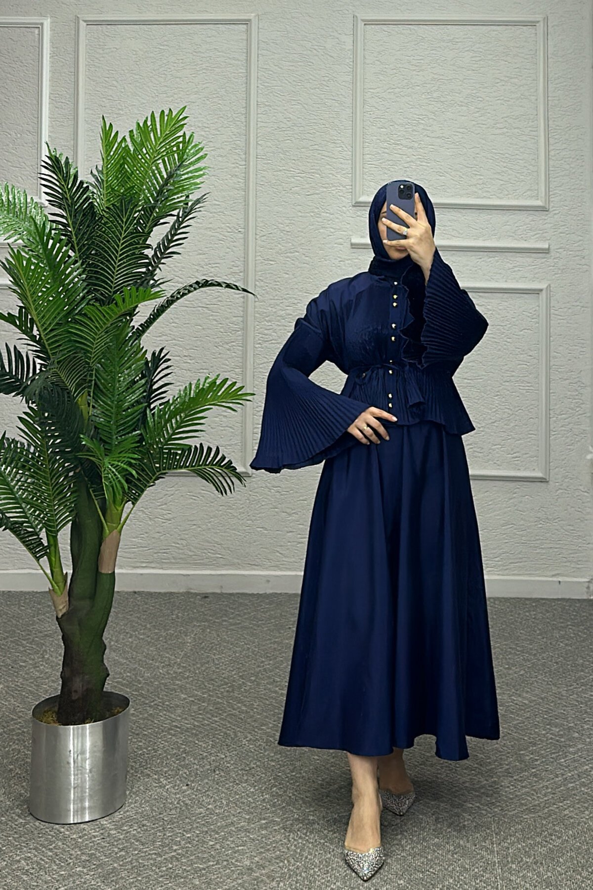 Lacivert Mısra Etekli Takım