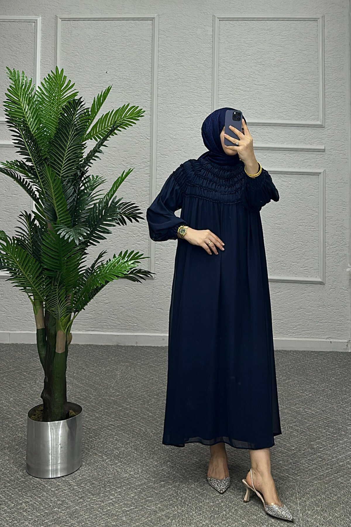 Lacivert Piraye Elbise