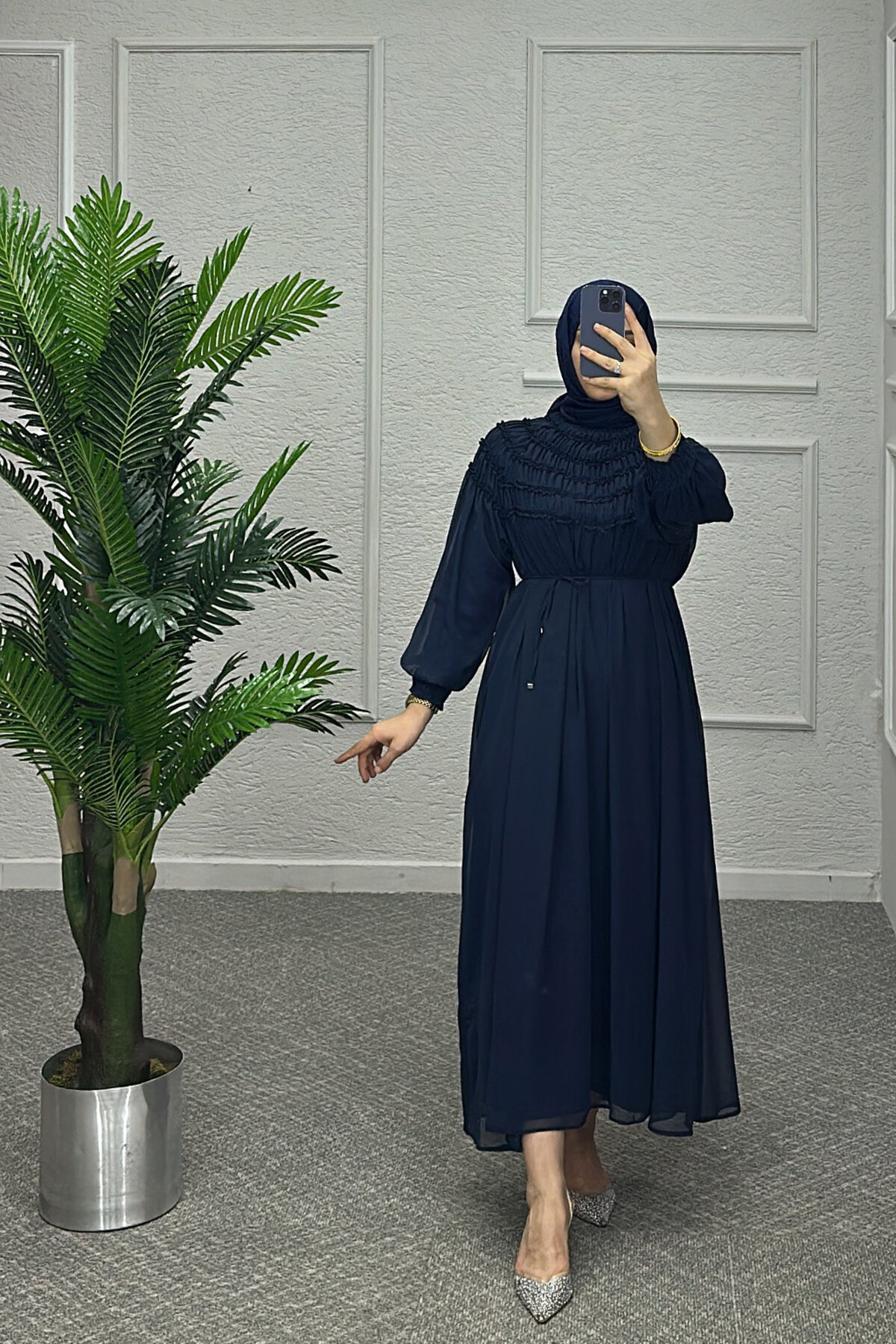 Lacivert Piraye Elbise