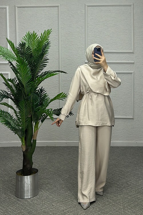 Krem Jase Pantolonlu Takıjm