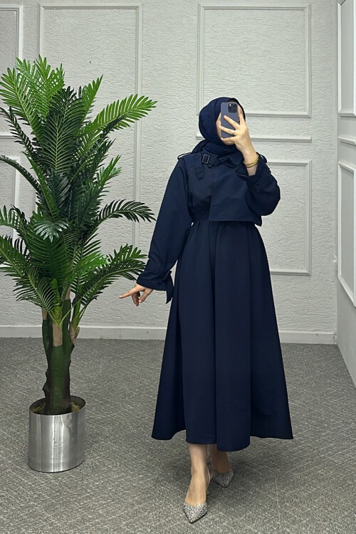 Lacivert Trenç Elbise