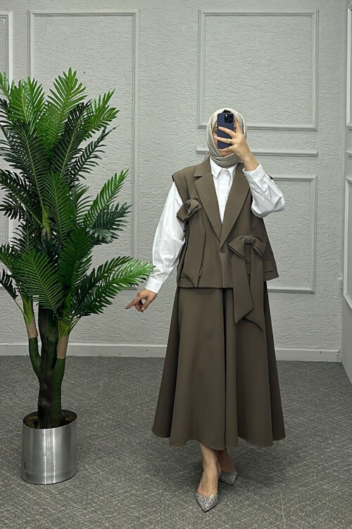 Sütlü Kahve Fiyonk Etekli Takım