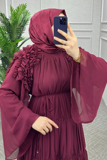 Bordo Riya Elbise